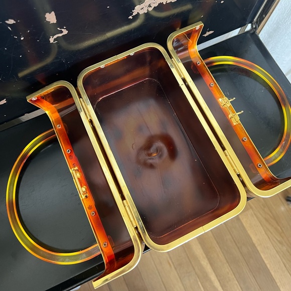 Tortoise Shell Lucite Purse Made in France 70s - Picture 4 of 7